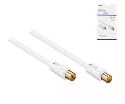 Coaxial antenna cable, shielding 120dB, 7,5m, box gold plated, quad shielded, white